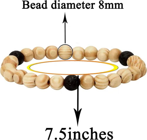 Miniatura 2 de Manfnee Pulsera de cuentas de madera para hombres y mujeres, difusor de aceite esencial de lava