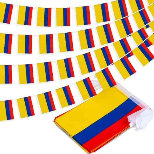 Guirnalda de Banderines de Colombia, Pequeñas Mini Banderas Colombianas Guirnalda de Banderines, Decoración Nacional del País para Escuela, Fiesta,