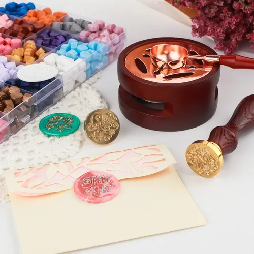 Miniatura 6 de Briartw Horno de fusión de cera con cuchara, kit de inicio de sello de cera, paquete de sellado de cera, cuchara calentadora de cera para tarjetas