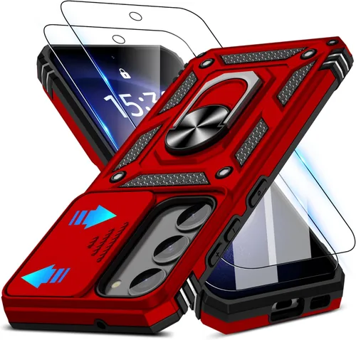 Miniatura 145 de ATUMP Funda para OnePlus Nord N200 5G con protector de pantalla HD con cubierta para cámara deslizante, soporte de anillo de rotación de 360°