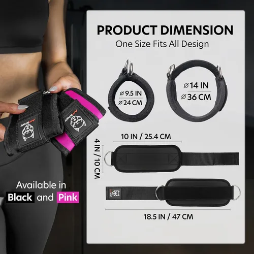 Miniatura 5 de AmStaff Fitness Correas de tobillo para máquinas de cable – Puños acolchados de gimnasio para entrenamientos de glúteos, piernas y glúteos