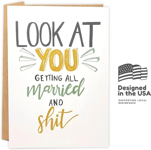 Miniatura 3 de Sleazy Greetings Divertida tarjeta de boda para compromiso matrimonial – Humor para adultos, tarjeta de felicitación de boda sucia (casado y mierda)