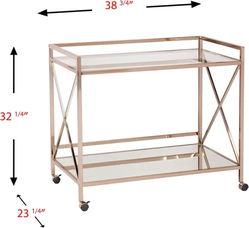 Miniatura 6 de SEI Furniture - Carrito de barra Maxton - Diseño de transición, hierro dorado - Ideal para sala de estar, bar en casa (HZ2041)