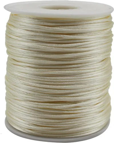 Cordón de nailon blanco satinado de 0.039 in x 109 yardas de seda satinada para pulseras, collares, fabricación de joyas, nudos chinos, macramé,