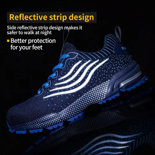 Miniatura 3 de Zapatos de punta de acero para hombres y mujeres, zapatos de seguridad ligeros, cómodos, con puntera de acero, zapatos de trabajo indestructibles