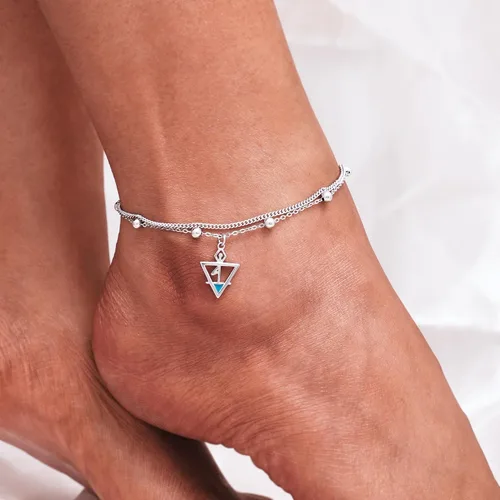 Miniatura 39 de CHIC & ARTSY Tobilleras de plata de ley S925 para mujer, pulsera de tobillo ajustable multicapa para playa, joyería de verano para mujer, de 10 a 11