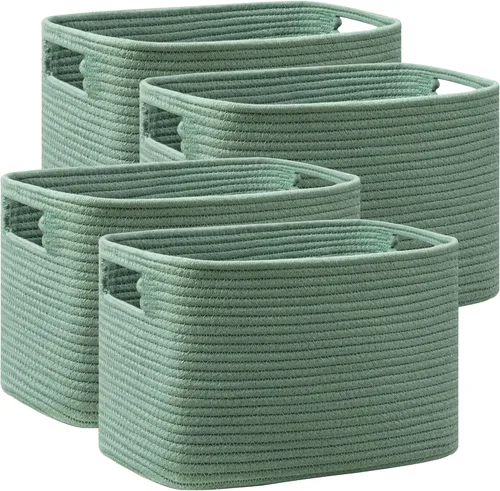 Miniatura 27 de UBBCARE Paquete de 2 cestas de almacenamiento para organizar, cestas de estante con asas, cestas de almacenamiento tejidas para estantería/estante