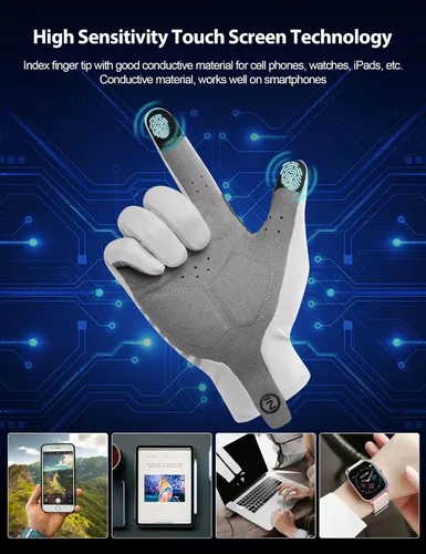 Miniatura 5 de INBIKE Guantes de ciclismo para hombre y mujer, forro polar fino, para pantalla táctil, guantes de bicicleta acolchados para correr, conducir