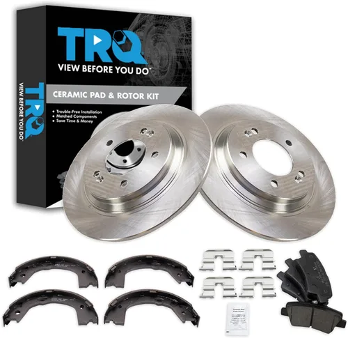 Miniatura 38 de TRQ Kit de pastillas de freno y rotor Posi trasero premium con zapatas de estacionamiento para camión GM SUV
