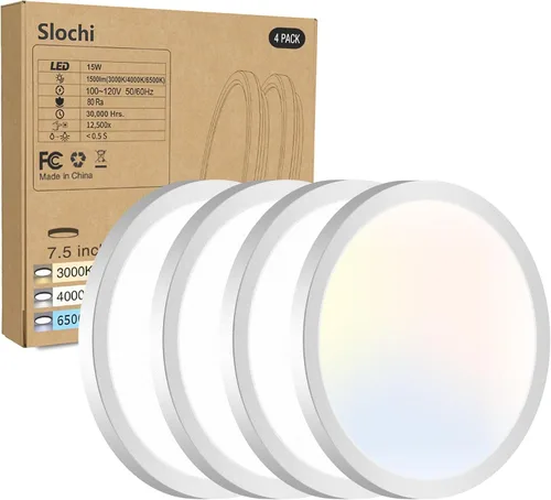 Miniatura 11 de Paquete de 2 lámparas LED de techo empotradas, 3000K-4000K-6500K y equivalente a 100W, lámpara de techo empotrada moderna para cocina de 15W