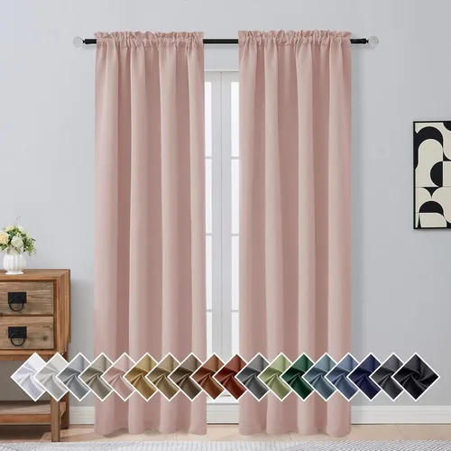 Miniatura 33 de OVZME Cortinas opacas turquesa para tratamiento de ventanas pequeñas, cortinas cortas con bloqueo de luz para ventana de cocina sobre el fregadero