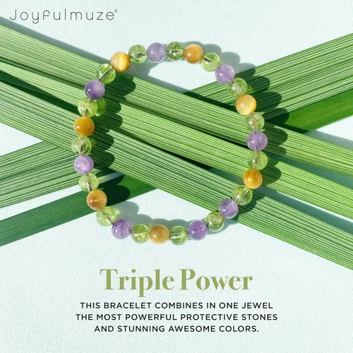 Miniatura 39 de Pulseras elásticas, piedras preciosas naturales, amatista, citrino, cuarzo rosa, cuarzo de cristal transparente, ojos de peridoto y teger, regalo