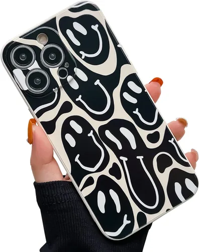 Bonita funda para teléfono compatible con iPhone 13 Pro Max, fundas de silicona líquida, diseño femenino de caricaturas, goma de gel suave de negro