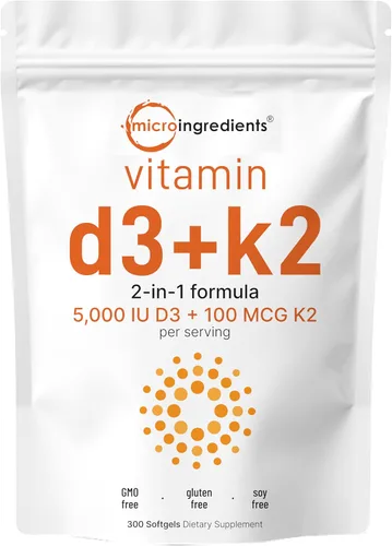 Miniatura 6 de Micro Ingredients Tabletas orgánicas de Chlorella Spirulina de 3000 mg y vitamina D3 5000iu + K2 100mcg paquete de 2 unidades Pared celular