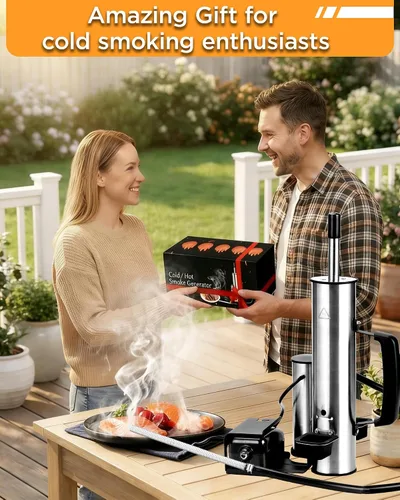 Miniatura 8 de Generador de humo frío para cualquier parrilla, tubo ahumador de acero inoxidable 304, tubo doble para cortar alquitrán para un sabor no graso