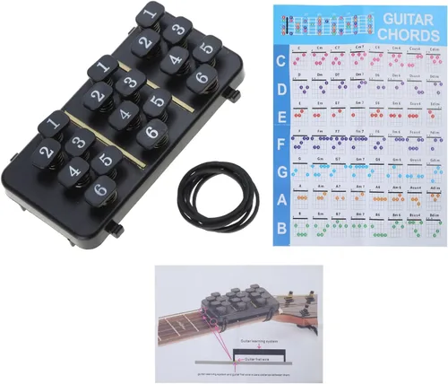 Entrenador de acordes de guitarra con 18 botones, herramienta de aprendizaje de guitarra para personas cuyos dedos duelen por cuerdas de guitarra