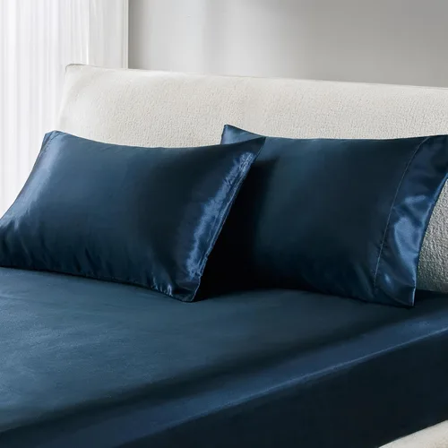 Miniatura 36 de Madison Park Essentials Juego de 2 fundas de almohada de satén para cabello y piel, lujosamente suave, sedosa con brillo natural, fresca al tacto