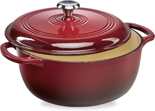 Miniatura 19 de Best Choice Products - Horno holandés redondo de hierro fundido esmaltado de 6 cuartos de galón, utensilios de cocina pretratados de alta