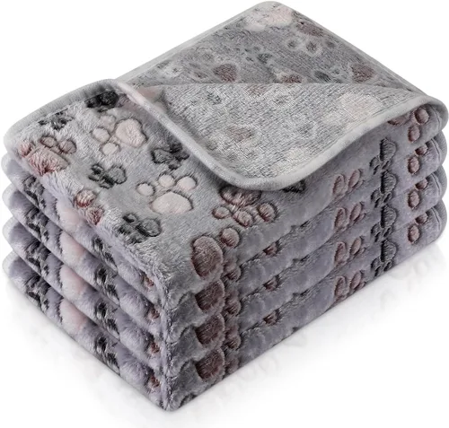 Miniatura 19 de Tatuo Paquete de 4 mantas de forro polar para perros cachorros y gatos, tapete de dormir de varios tamaños para mascotas, conejillos de indias, Beige
