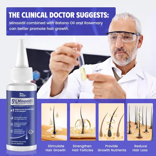 Miniatura 7 de Suero de regeneración del cabello de minoxidil al 5% para mujeres y hombres, aceite de romero, biotina, aceite de batana, tratamiento tópico