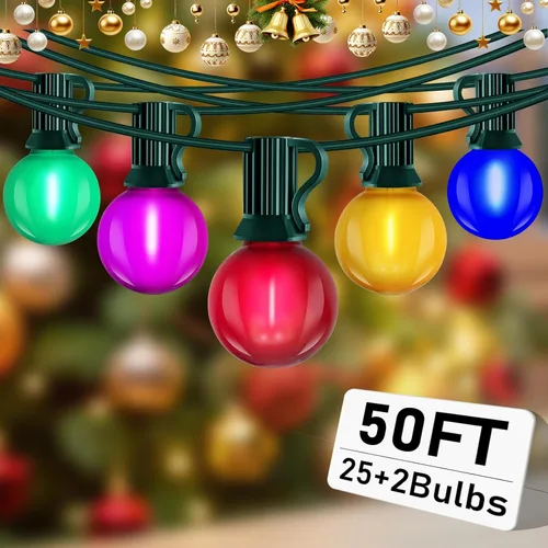 Miniatura 11 de Abeja - Cadena de luces para exteriores, de 25 pies con bombillas LED G40 tipo globo con 27 bombillas de plástico Edison (2 de repuesto), luces
