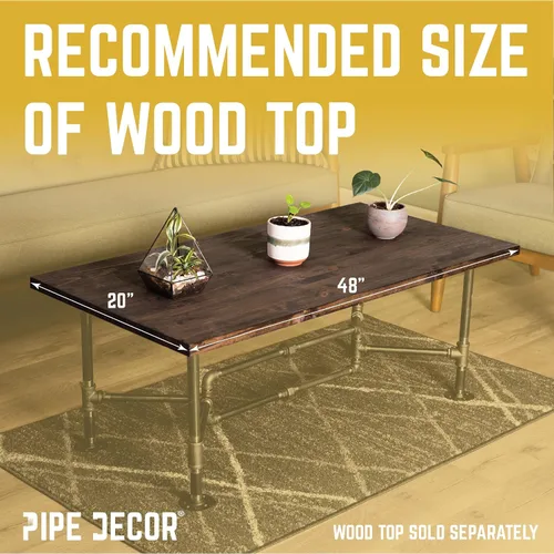 Miniatura 3 de PIPE DECOR Juego de patas de mesa auxiliar, kit de base de mesa industrial rústica para sala de estar, oficina, tuberías y accesorios ásperos