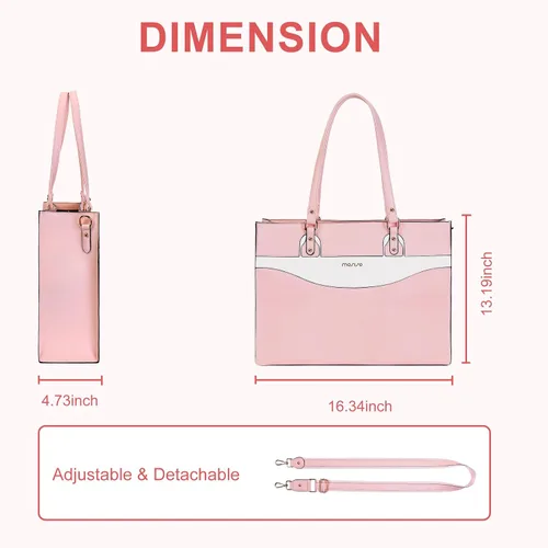 Miniatura 7 de MOSISO Bolsa de mano para computadora portátil para mujer, bolsa de trabajo de piel sintética con compartimento para laptop compatible con laptop