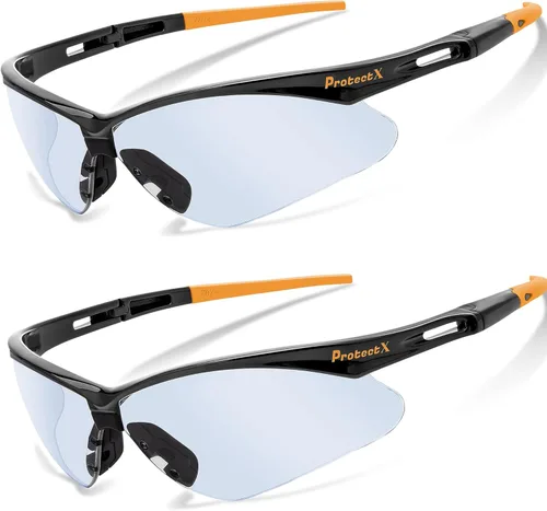 Miniatura 26 de ProtectX Gafas de seguridad para hombres y mujeres, lentes de sol de seguridad con lentes antivaho resistentes a los arañazos, agarres Skywalker