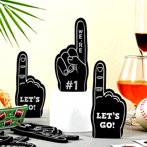 Miniatura 3 de Sinmoe 36 piezas de mini dedos de espuma para fanáticos de béisbol, mini dedo de espuma, suministros de fiesta deportiva para hockey, fútbol, Negro