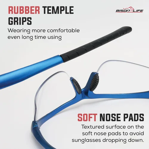 Miniatura 4 de BISON LIFE Sport MTX - Gafas de seguridad transparentes con patillas azules, ANSI Z87+, resistentes a los impactos, lentes de protección UV