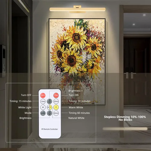 Miniatura 3 de Luz de imagen para pinturas funciona con pilas, iluminación artística inalámbrica, luz de arte recargable con control remoto y temporizador, lámpara