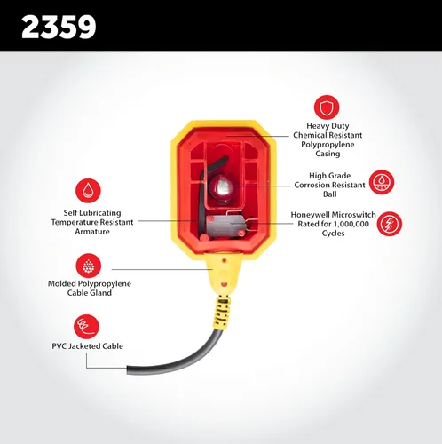 Miniatura 3 de Interruptor flotante para bomba de sumidero - Sensor de nivel de agua de 10 pies con microinterruptor Honeywell y longitud de amarra ajustable