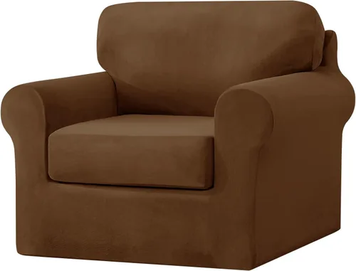 Miniatura 36 de UNBBRRL Fundas de sofá de 3 piezas para sofá, funda de terciopelo elástico para sillón con 1 funda de cojín de asiento y 1 funda de respaldo