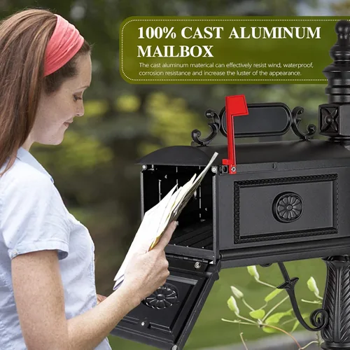Miniatura 7 de Buzón de correo decorativo Polar Aurora Barcelona Post Stratford, resistente, de aluminio fundido (negro)