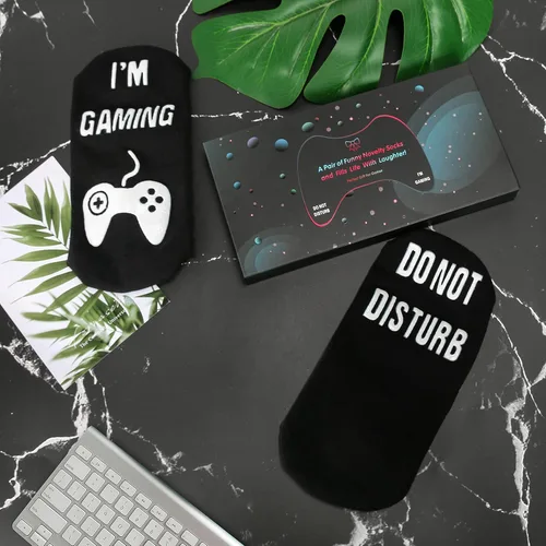 Miniatura 7 de Calcetines con texto en inglés Do Not Disturb I'm Gaming, regalo de cumpleaños para hombre, regalo divertido para adolescentes, papá, hombres