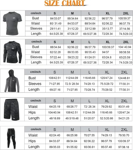Miniatura 7 de MEETYOO mens 5pcs Men's Compression Sets Pants Long Sleeve Shirt Athletic Shorts Running Jacket