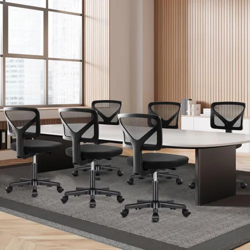 Miniatura 2 de Silla de oficina de malla sin brazos, silla de escritorio ergonómica con respaldo bajo, sillas giratorias ajustables para computadora para espacios