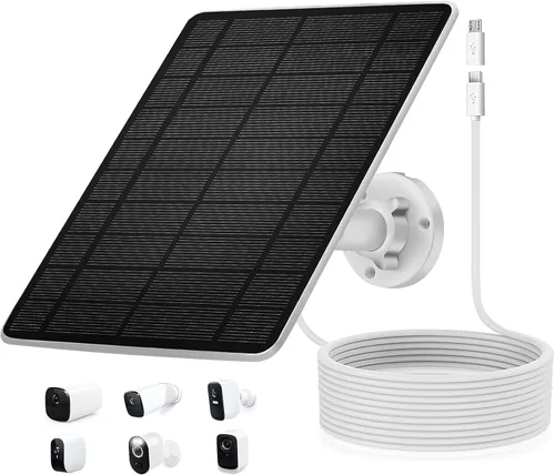 Miniatura 8 de Panel solar compatible con puerto USB tipo C de cámara anular, con cable de 9.8 pies, para Spotlight Cam Plus/Pro (batería) Stick Up Cam/Pro