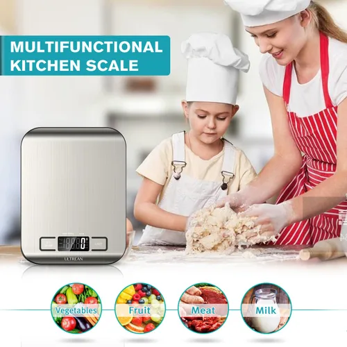 Miniatura 6 de Ultrean Báscula de alimentos, báscula digital de cocina con pantalla LCD, peso gramos y onzas para hornear, cocinar y preparar comidas, 6