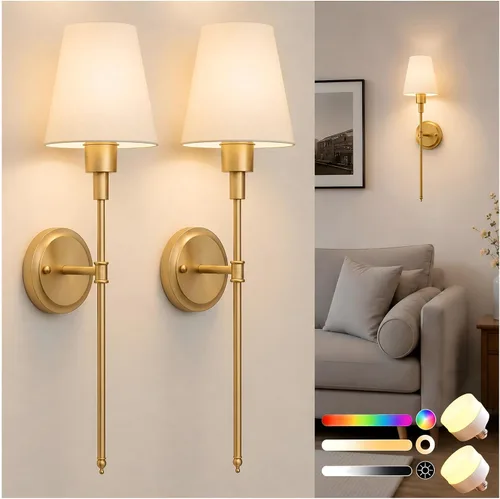Miniatura 21 de DORESshop Juego de 2 apliques de pared a pilas, inalámbrico, fácil de instalar, regulables y ajustables, lámpara de pared recargable