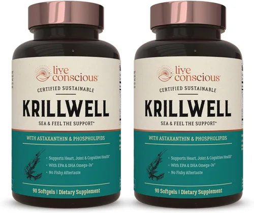 Miniatura 7 de Live Conscious KrillWell, apoyo cognitivo y articular Aceite de krill sostenible certificado 2 veces más efectivo que el aceite de pescado
