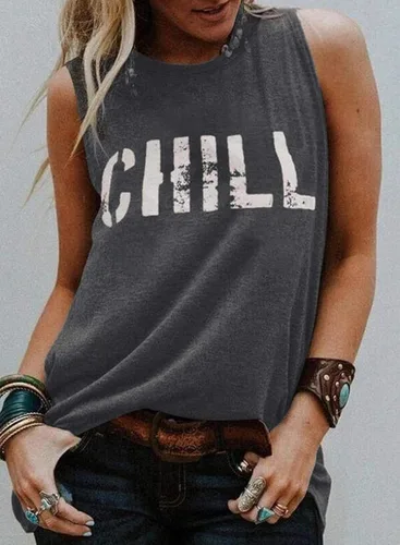 Miniatura 2 de Asvivid - Camisetas sin mangas para mujer, holgada, con cuello redondo, estampado de letras, diente de león, para verano, casuales