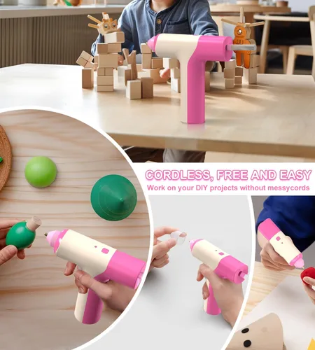 Miniatura 7 de Pistola de pegamento caliente inalámbrica, dispensación automática de 15 segundos, pistola de pegamento rápida para manualidades con 30 piezas