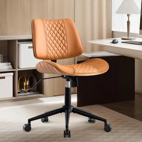 Miniatura 16 de BV Silla de escritorio sin brazos con ruedas, silla giratoria de 360 grados para oficina en casa, sin brazos, silla de trabajo de altura ajustable