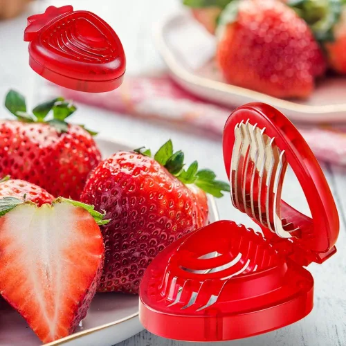Miniatura 7 de 2 piezas de fresas, cortador de frutas, cortador de huevos de frutas para niños, utensilios de cocina, herramienta cortadora de fresas vegetarianas