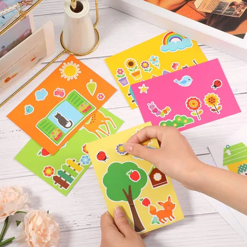 Miniatura 6 de Outus Kit de 15 tarjetas de felicitación, incluye 3 hojas de calcomanías, 15 sobres en blanco y 15 calcomanías de sellado, kit de tarjetas