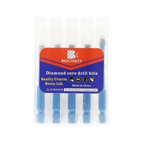 Miniatura 9 de Broca de diamante - BRSCHNITT Juego de brocas de 1/4 pulgada para albañilería para azulejos de porcelana, cerámica, piedra, granito, mármol, broca