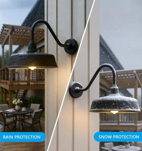 Miniatura 5 de Luz de porche al aire libre con atardecer al amanecer, lámpara impermeable de cuello de cisne para exteriores, luz exterior antioxidante con montaje