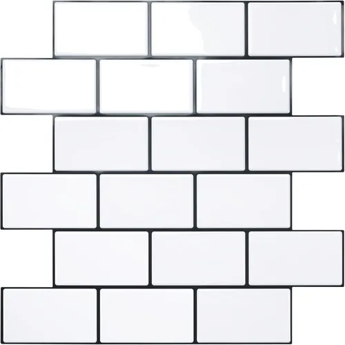 STICKGOO - Azulejos de metro blancos para despegar y pegar, azulejos adhesivos para cocina (paquete de 1, diseño más grueso)