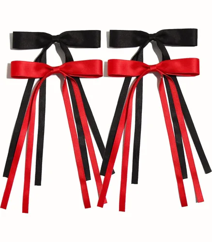 Miniatura 34 de LFOUVRE 4 pinzas para el cabello para mujer, lazo con borla y cola larga, clip para niña, accesorios sólidos, pasadores y lazo de garra